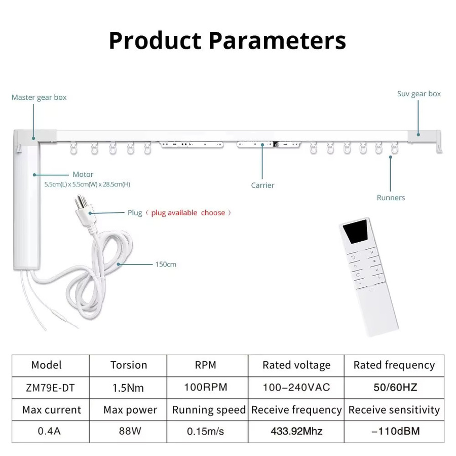 Zemismart WiFi-Vorhangmotor in Weiß für Tuya Smart Life mit RF-Fernbedienung und Sprachsteuerung via Alexa, Echo und Yandex Alice - Bild 5
