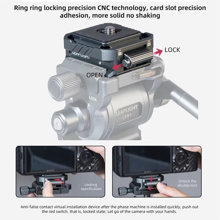 HEIßER Universal Arca Quick Release System Platte mit 1/4'' und 3/8'' Clamp Quick Switch Kit für DSLR Kamera, Gimbal und Stativ, kompatibel mit Zhiyun Stabilisatoren - Bild 3