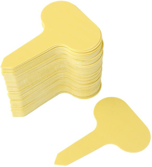 CosyHome Gartenetiketten aus Kunststoff in T-Form, 100 Stück, Beige und Gelb - Bild 1