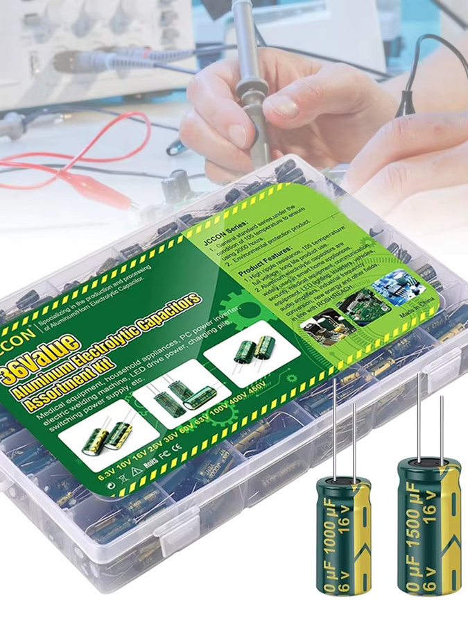 APWIKOGER Aluminium-Elektrolytkondensatoren Sortimentsset mit 225 Stück in verschiedenen Werten für deine DIY-Projekte, Multicolor - Bild 3