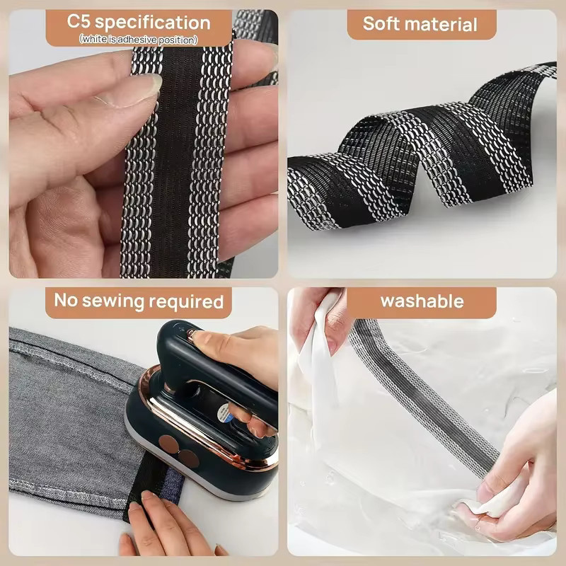 DIY-Eisensaum-Aufkleber in Schwarz zur Modifizierung der Hosenlänge für Jeans und Anzughosen aus Metall - Bild 4
