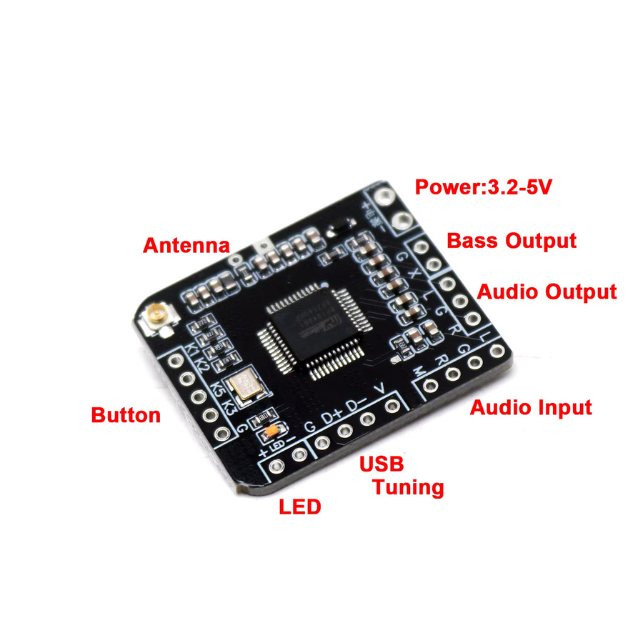 Dykbcells BP1048b1 Drahtloses Bluetooth DSP Tuning Audio Board mit 40-Band EQ für Stereo Lautsprecher und Auto Audio Sound Upgrade in Schwarz - Bild 2