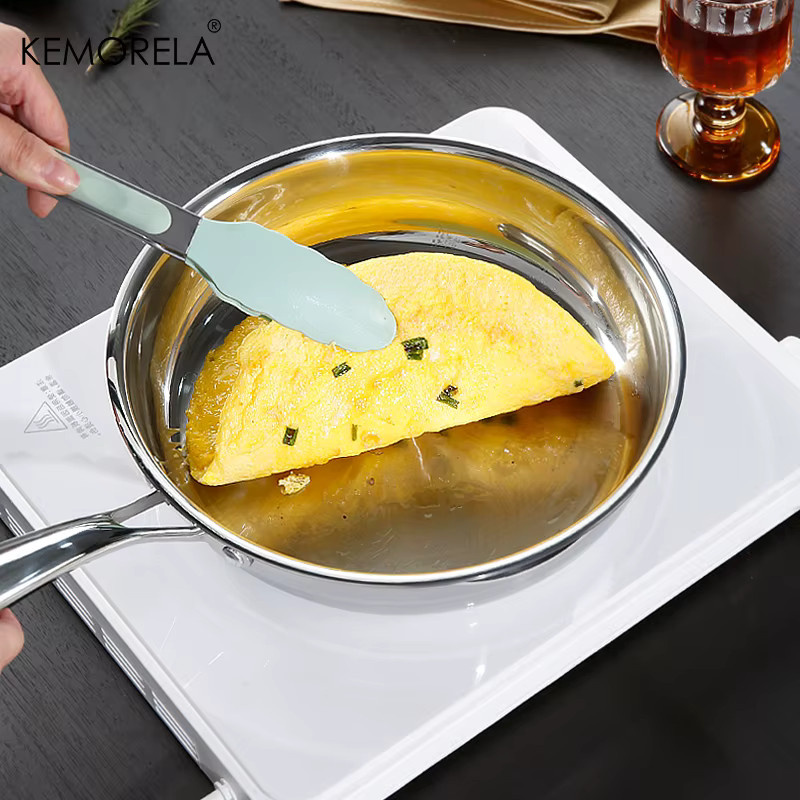 KEMORELA Bratpfanne aus Edelstahl 304, unbeschichtet, dreischichtig, Silber - Bild 4
