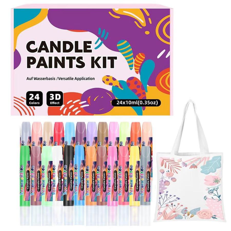 24 Farben 3D-Kerzenstift Set für DIY-Malereien auf Glasvasen und Kleidung, 10 ml pro Stift, Multicolour - Bild 5