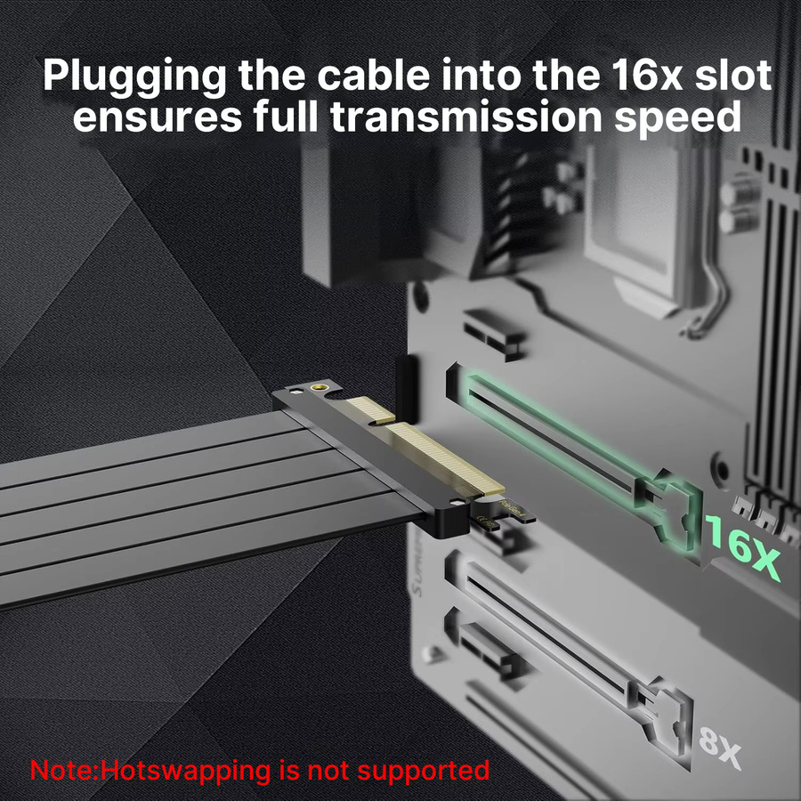 PCI-E 4.0 Riser-Kabel 90 Grad Winkelverlängerung für Grafikkarte, abgeschirmtes X16-Verlängerungskabel in Schwarz - Bild 6