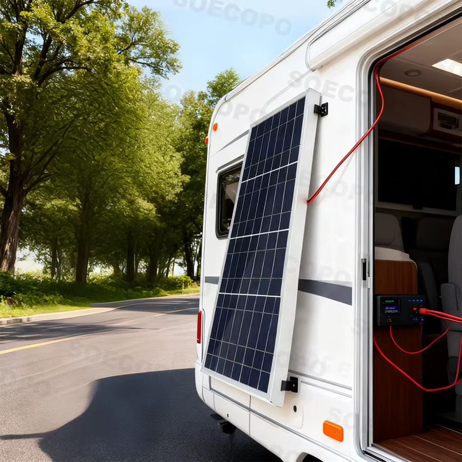 Soecopo Tragbares 100-W-Solarpanel mit 100-A-Controller und Batterieklemmen in Blau zum Laden von 12-V-Batterien für Auto, Wohnmobil und Zuhause - Bild 3
