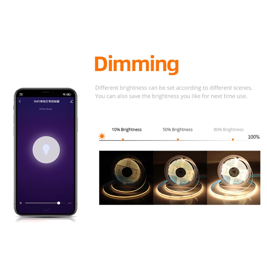 Lcamaw Smart Tuya COB LED-Lichtstreifen Set 12V in Weiß mit App- und Sprachsteuerung für Alexa und Google Assistant - Bild 2
