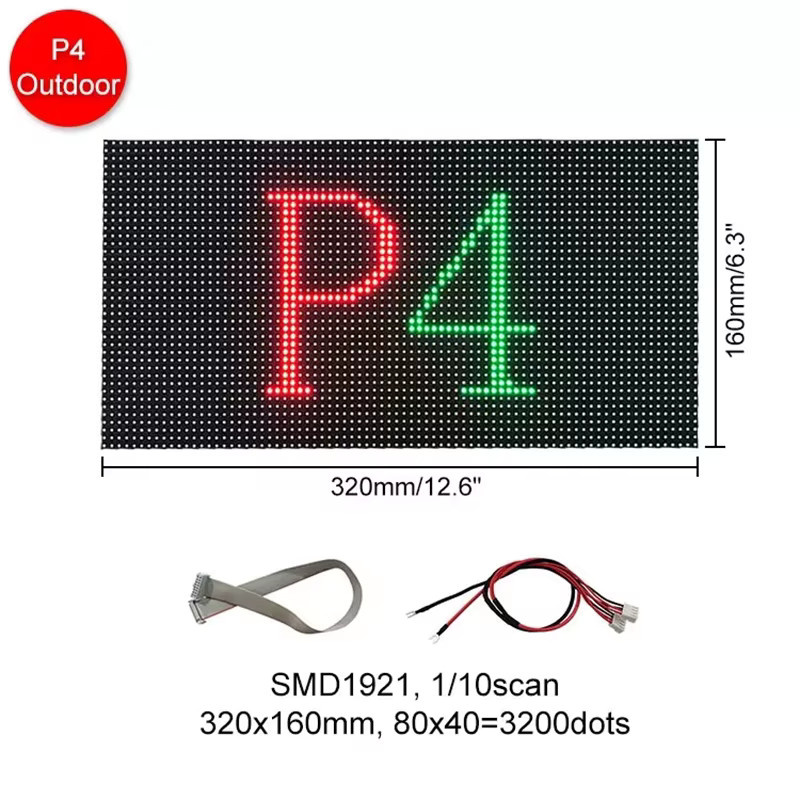 OUIO Outdoor LED Vollfarb-Matrix-Panel P4 RGB-Modul mit 80 x 40 Pixeln, HUB75 Schnittstelle, SMD1921, Wasserdicht, B: 32 cm, H: 16 cm - Bild 3