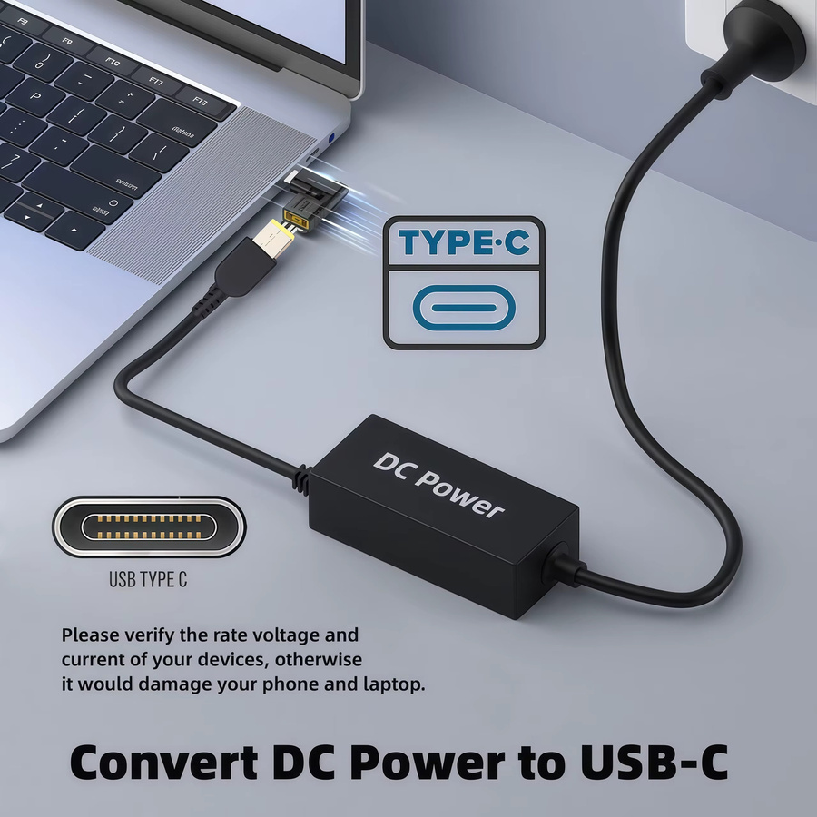65 W GaN PD USB-C Schnellladegerät für Lenovo Laptop und MacBook Pro/Air, universelles Netzteil in Schwarz - Bild 5