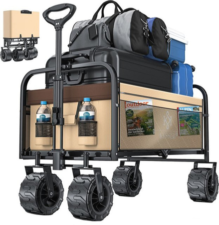 KESSER Bollerwagen faltbar mit 2 Netztaschen und Kunststoff-Reifen, Tragkraft bis 150 kg, mehrfarbig