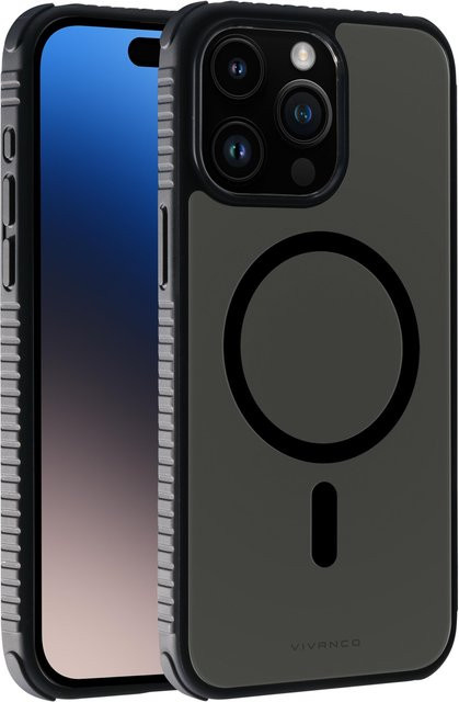 Vivanco Mag Solid Elite 360° Anti Shock Cover für iPhone 15 Pro, semi-transparent/schwarz - Bild 1