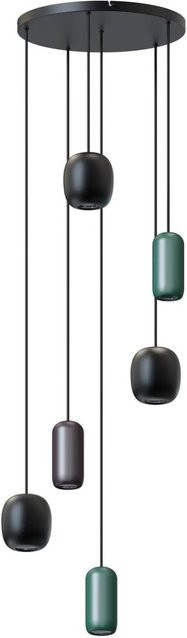 Lucande Pendelleuchte Narion Modern 6-flammig aus Metall in Schwarz für Wohnzimmer und Flure mit GU10 Fassung - Bild 1