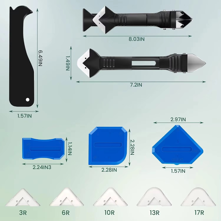 Rafford 9-teiliges Silikon-Entferner und Dichtstoff-Glätter Set aus Kunststoff für sauberes Abdichten und Fugenarbeiten - Bild 5