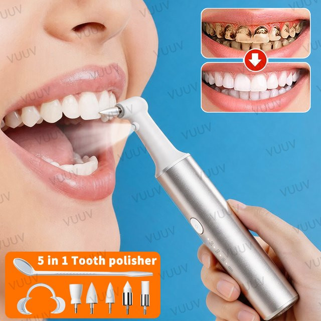 VUUV Elektrischer Zahnpolierer Zahnaufheller, 5 Bürstenköpfe, Unisex - Bild 1