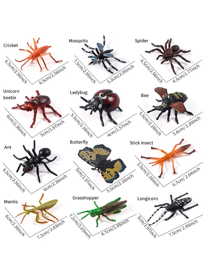 XIALIBAOMOWAN Mini-Insektenstatuen-Set, Lernspielzeug, 12-teiliges Set - Bild 7