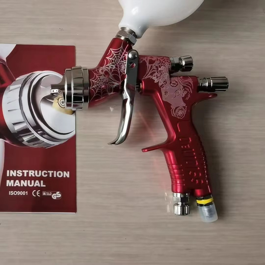 DEVIDISS GTI Pro TE20 Lite HVLP Luftspritzpistole in Rot mit 600 ml Becher - Bild 3