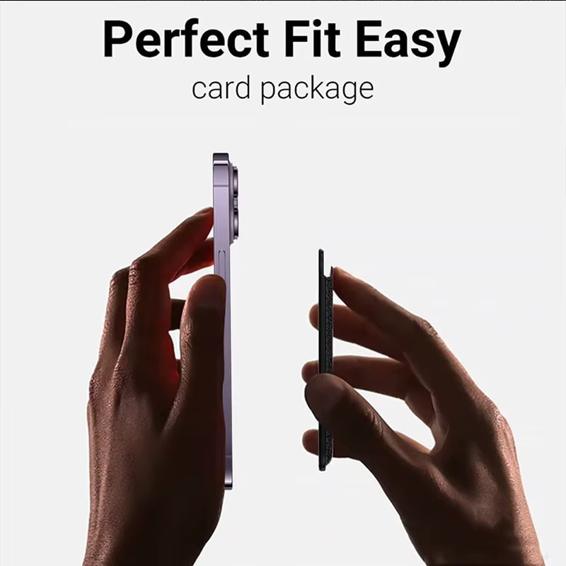 EOENKK Magnetische Alcantara Kartenhalter-Hülle für iPhone 15, 16 und 17 Pro Max in Blau mit MagSafe Leder-Brieftasche - Bild 2