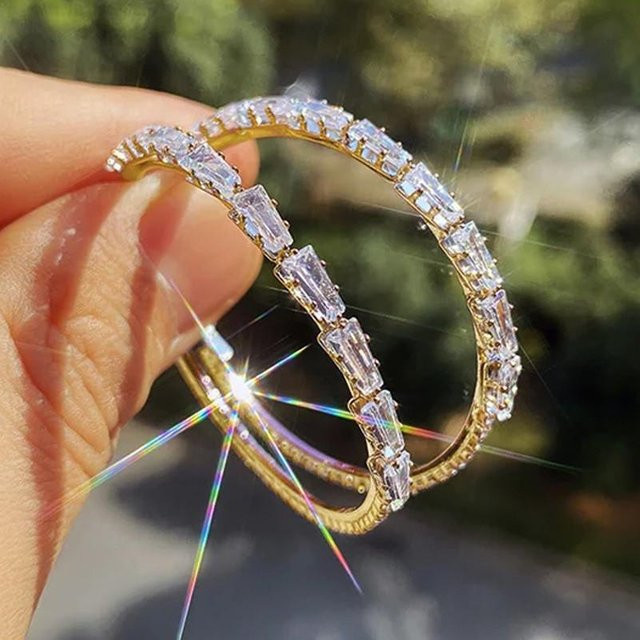 YIRAN Jewelry Creolen, Silber, Zirkonia, Damen, grau - Bild 1