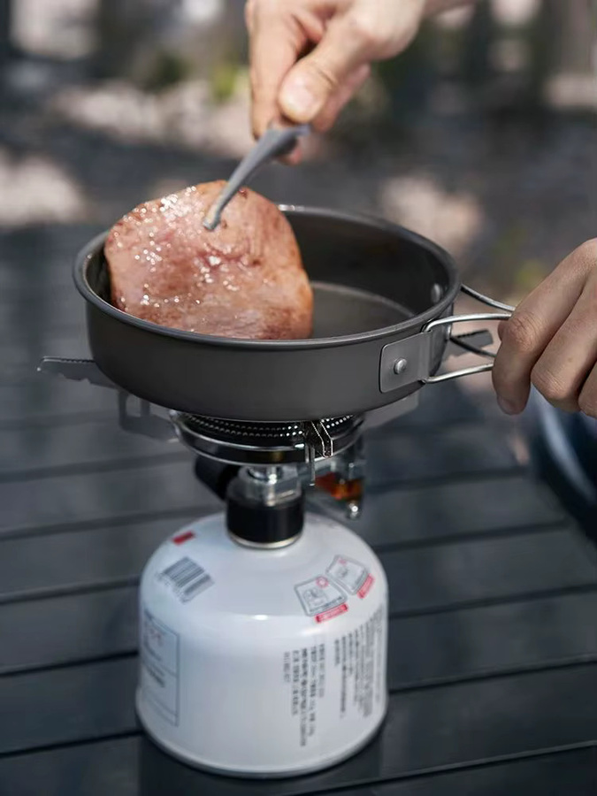 Pandatour Camping-Klapppfanne aus Aluminium mit Antihaftbeschichtung in Rot und Schwarz für Outdoor, Picknick und Wandern - Bild 5