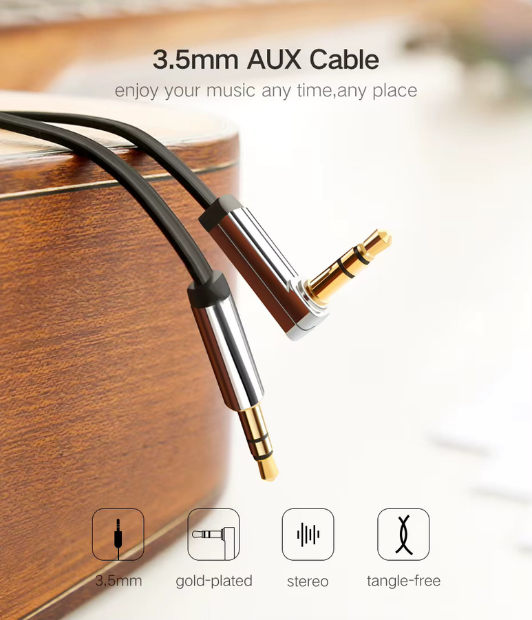 3,5 mm Aux-Kabel in Schwarz für Kopfhörer, Lautsprecher und Audio-Geräte wie JBL, Samsung oder Xiaomi - Bild 3