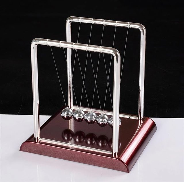 Newton Cradle Balance Stahlkugeln, Physik Lehrmittel, Silber, Metal - Bild 1