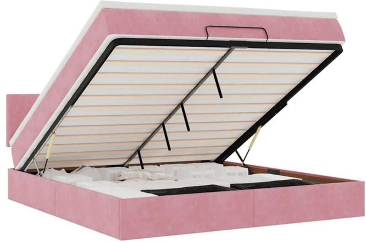 vidaxl Ottoman Polsterbett mit Matratze aus Samt in Rosa, Modernes Bett B/T/H: 180 x 200 x 78 cm - Bild 1