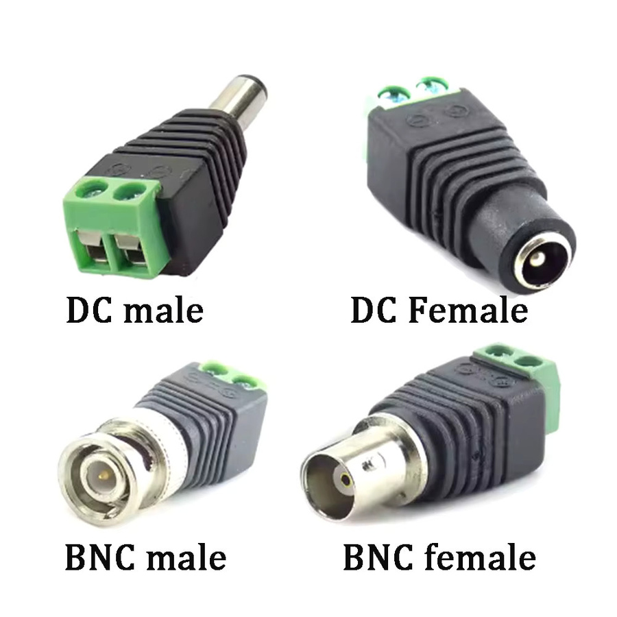2er-Set DC-Adapter Set Männlich und Weiblich BNC-Anschlüsse Schwarz 5,5 x 2,1 mm / 2,5 mm für LED und CCTV-Kameras - Bild 3