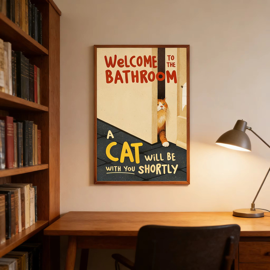 Lustiger Digital-Kunstdruck mit Katzenmotiv für dein Badezimmer, mehrfarbige Wanddekoration im Retro-Stil von SHENCHEN - Bild 3