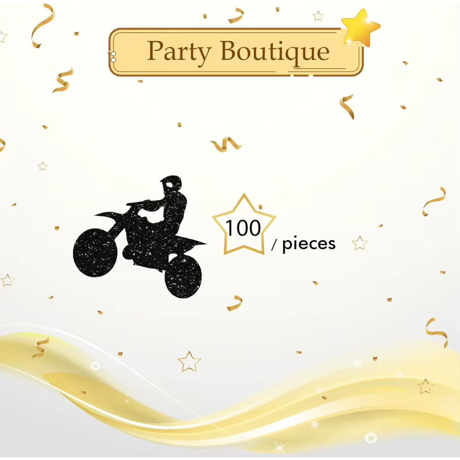 100 Stück Motorrad-Konfetti aus schwarzem Glitzer-Papier für deine Party-Dekoration - Bild 2