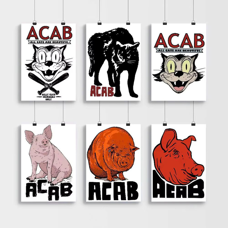 Moetch Vintage Poster ACAB Sozialismus Kunstwerk in Weiß und Multicolour als Papierposter mit Typografie zur Raumdekoration - Bild 3