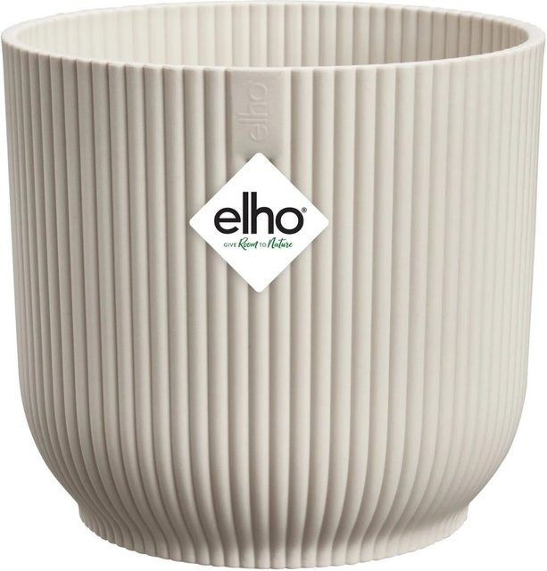 Elho Blumentopf Vibes Fold Rund in Leinenweiß mit Rillenmuster, Durchmesser: 22 cm - Bild 1