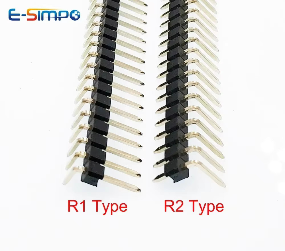 E-SIMPO 10 Stück Rechtwinklige Pin Header Jumper, 2,54 mm Abstand, 1 x 40 Reihe, Vergoldet, B6–12 mm, PCB Männlich RA Pin Header - Bild 2