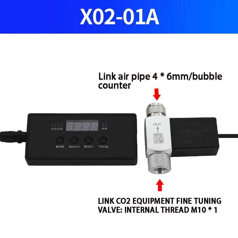 ZRDR Elektrisches CO2-Ventil für Aquarien mit Digitalanzeige und Zeitschaltuhr, Blasenregler und CO2-Generator-Steuerung, Schwarz - Bild 3