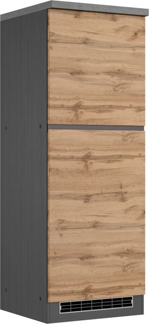Held Möbel Küchen-Kühlschrankumbauschrank Turin in Wotaneiche und Graphit, Breite: 60 cm, Höhe: 166 cm - Bild 1