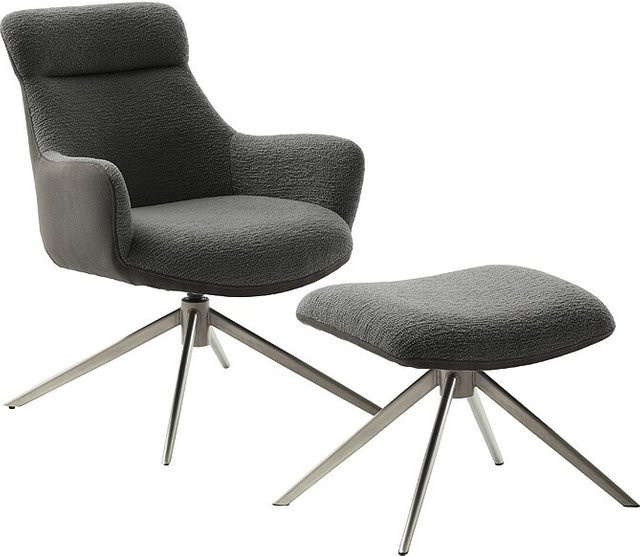 iNNoSeat by MCA + PELION Drehstuhl mit Armlehnen in Anthrazit und Silber, Edelstahl gebürstet, Vintagelook - Bild 1