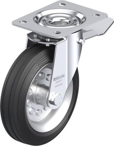 Blickle Lenkrolle LE-VE 180R-ST mit Feststeller, verzinkter Stahl, Rad-Durchmesser: 18 cm, Tragfähigkeit: 170 kg - Bild 1