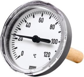 Riegler Bimetallthermometer mit G 1/2 Zoll Anschluss, Tauchschaftlänge 100 mm, Durchmesser 63 mm, bis 60°C, Farbe: Silber - Bild 1