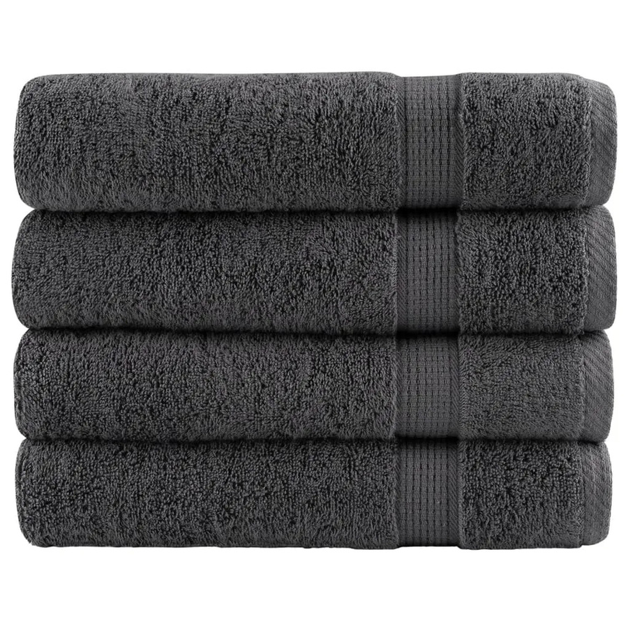 vidaXL Premium Badetücher 4er Set aus Baumwolle in Anthrazit, B/H: 100 x 150 cm, 600 g/m2 - Bild 2