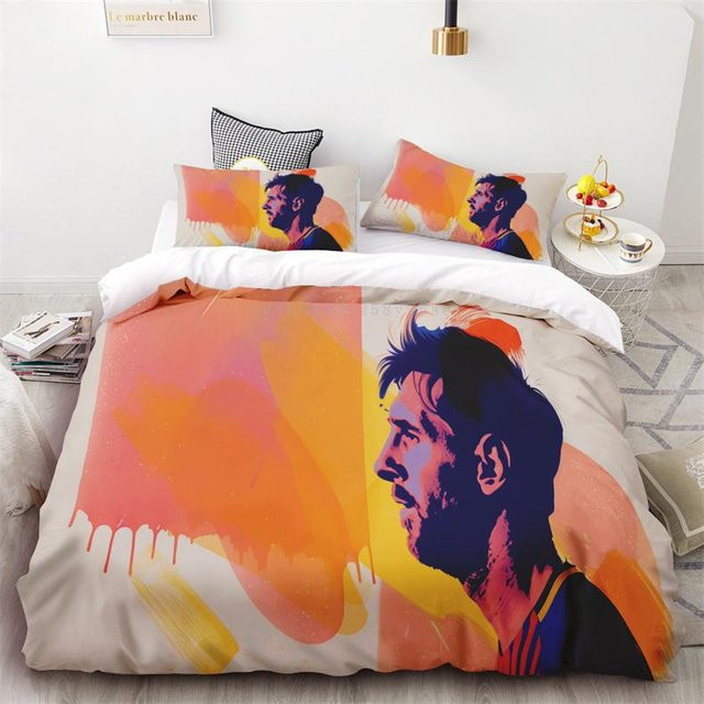 Bettwäscheset Fußballstar Messi Aufdruck aus Polyester, weich und bequem, B/B: 180 x 210 cm, 3-teilig - Bild 1