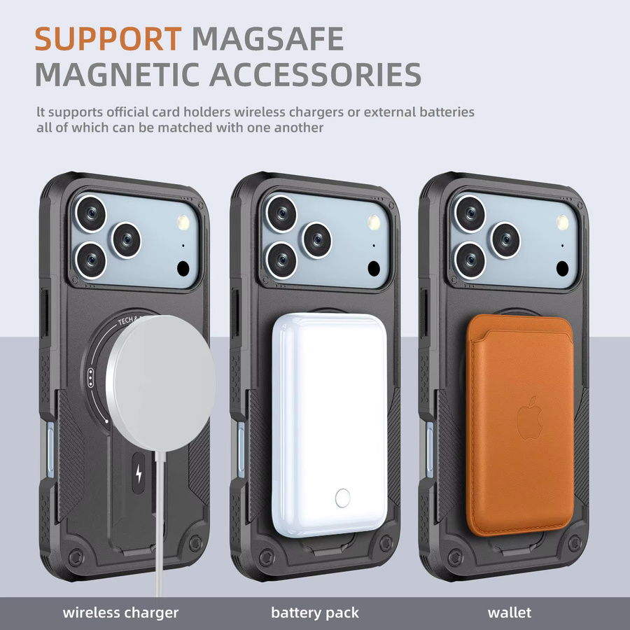Magnetische Schutzhülle für Apple iPhone mit integriertem unsichtbarem Ständer in Orange - Bild 3