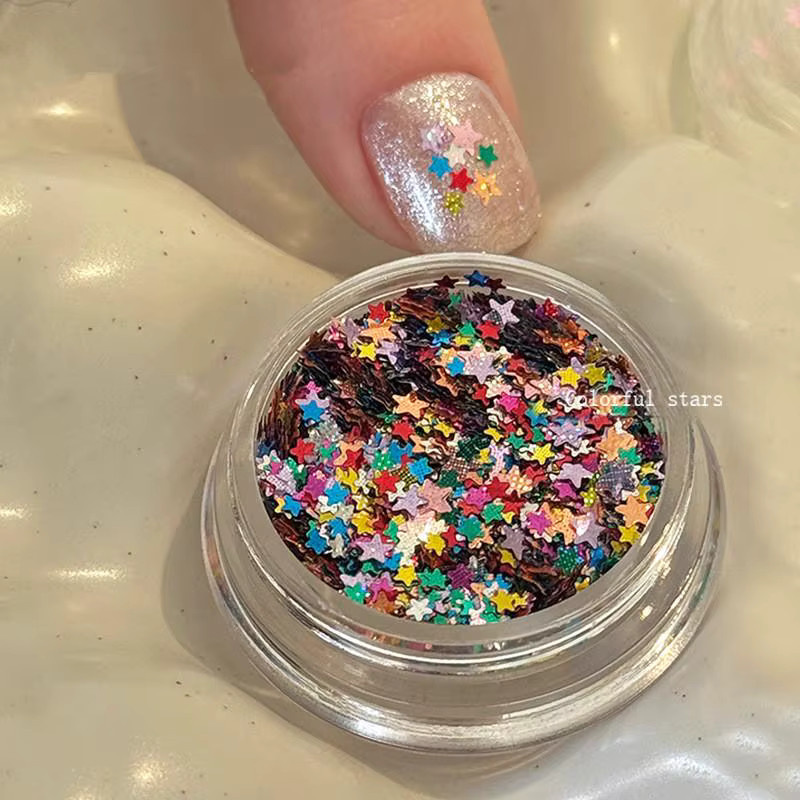 HNKMP Nail Glitter Pentagram, Colorful, Schimmernd, Unisex - Bild 3