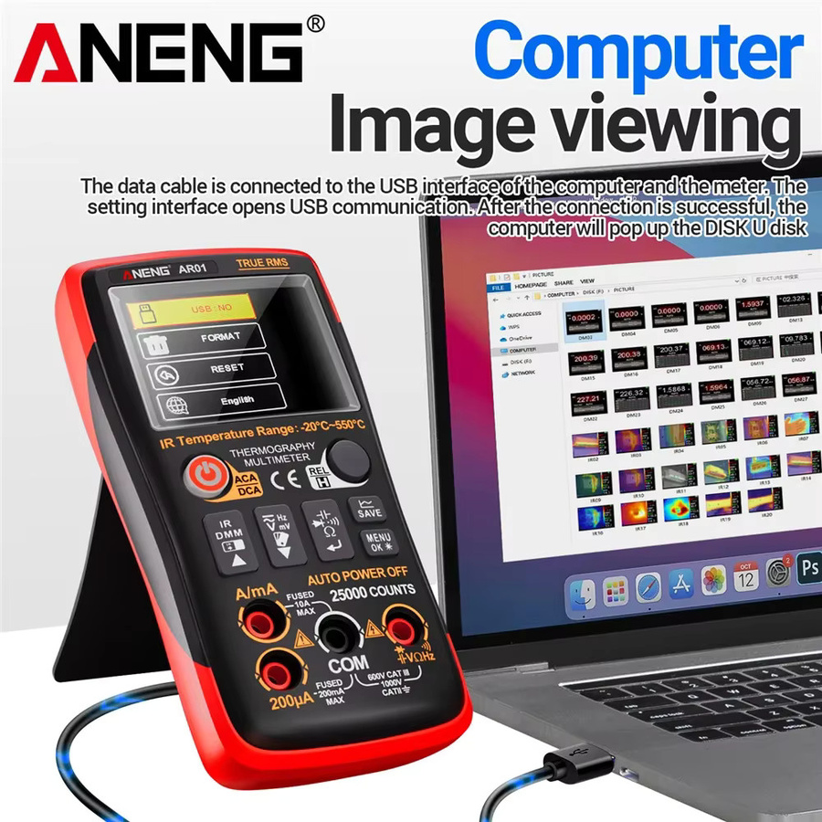 ANENG AR01 Smart Wärmebildkamera-Multimeter 2-in-1 mit 25000 Counts AC/DC Spannungs- und Strommessgerät und 250M Ohm TFT Tester - Bild 2