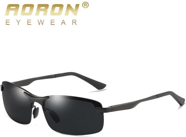 AORON Sonnenbrille, rechteckig, Metall, polarisiert, Herren, grau - Bild 1
