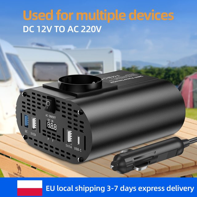 TATALIKEN Stromwechselrichter 4000W DC 12V zu 220V Auto-Adapter in Schwarz für Camping und Heimgebrauch - Bild 1