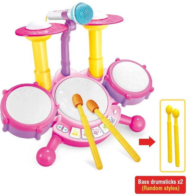 Linyi toy car Jazz-Trommel Spielzeug, Musikinstrument, mit Mikrofon, Licht, ab 3 Jahren - Bild 1