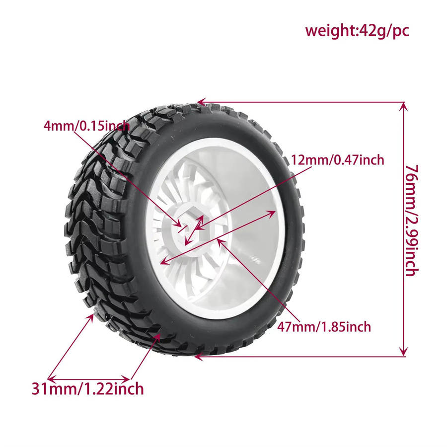 HPI Rallye-Reifen, 4-teiliges Set, 1/10, Offroad-Gummireifen - Bild 1