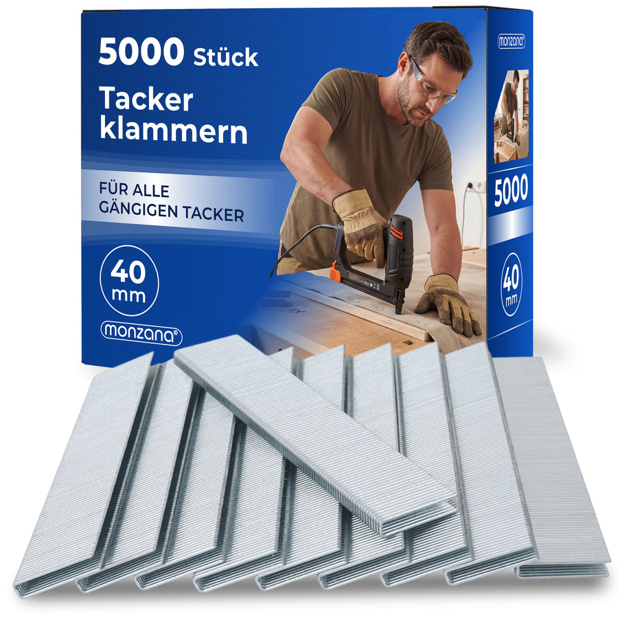 Monzana Tackerklammern aus verzinktem Stahl, Farbe Silber, 5000 Stück, B: 5,8 mm, L: 40 mm - Bild 2