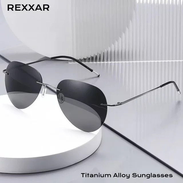 Rexxar Pilot Sonnenbrille, randlos, Titanium, Unisex, polarisiert - Bild 1