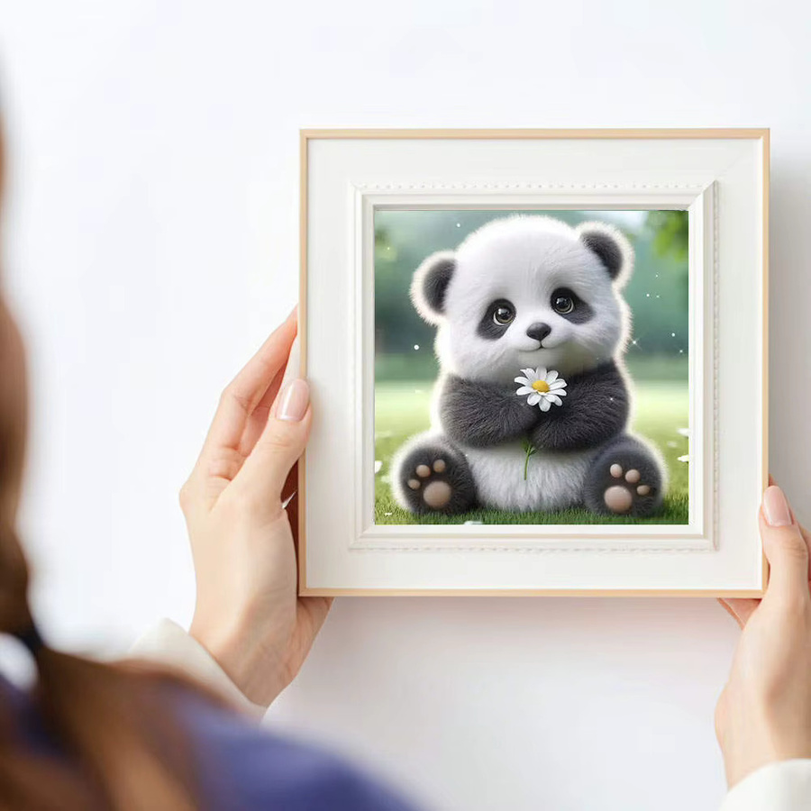 HUACAN 5D-DIY-Diamant-Stickerei-Set Panda beim Bambusessen auf Leinwand, Mosaikbild in Mehrfarbig - Bild 3