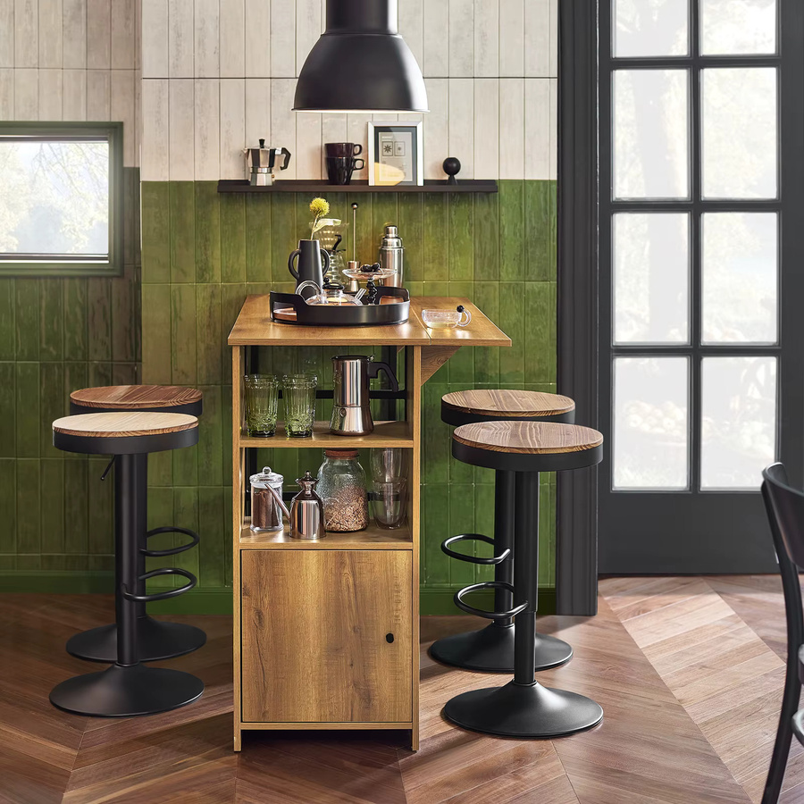 SoBuy Bartisch FWT98-PF in Industrie-Design mit erweiterbarer Arbeitsfläche, Farbe Braun, B/T/H: 120 x 45 x 95 cm - Bild 4